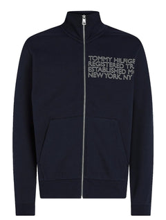Moletom Tommy Hilfiger Masculina Badged Graphic Zip Through Azul Marinho