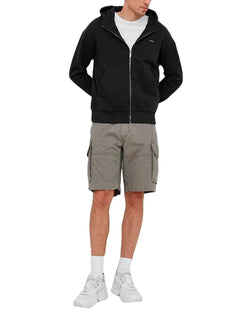 Moletom Calvin Klein Masculino Hoodie Full-Zip CK Tag Preto