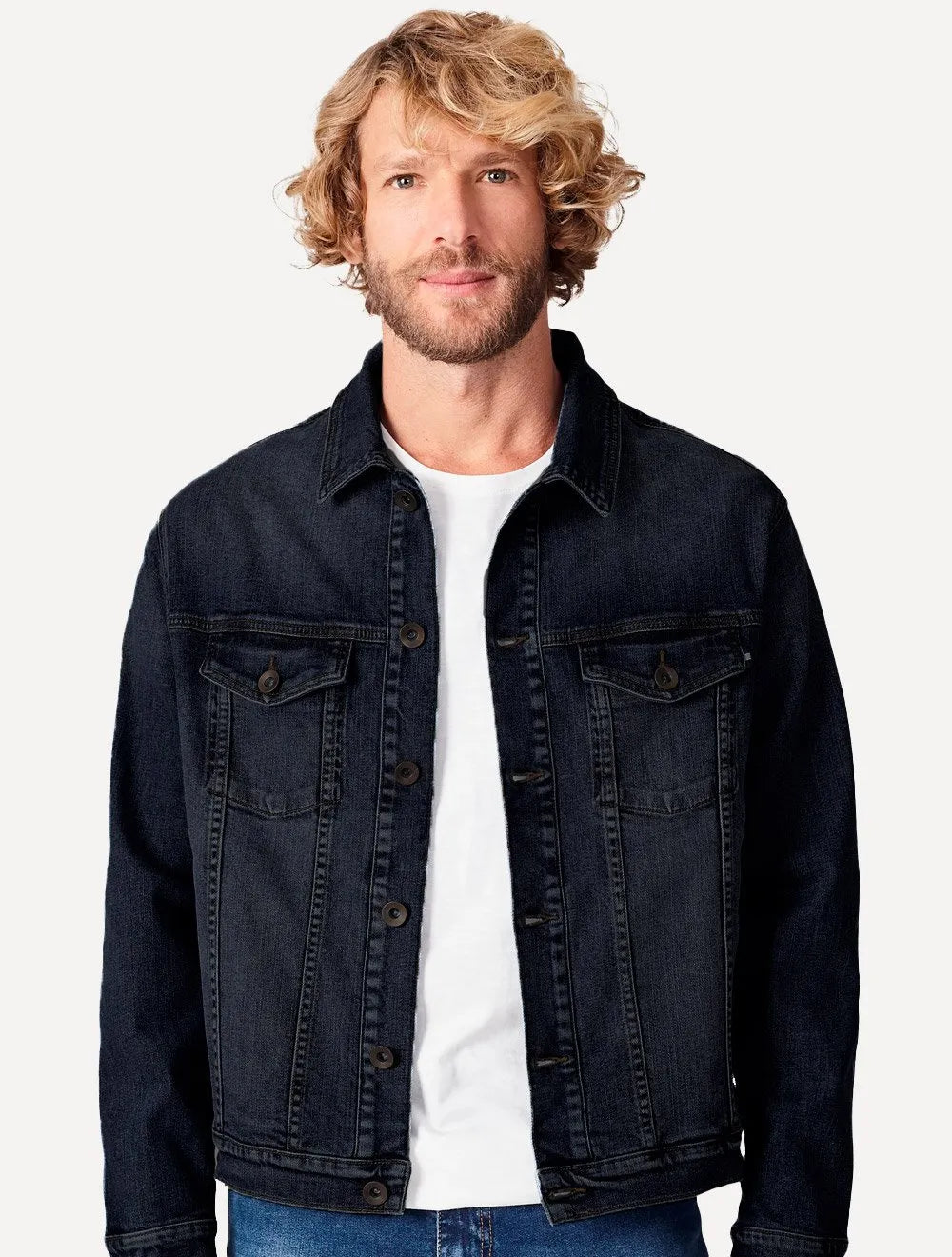 Jaqueta Reserva Jeans Masculina Trucker Denim Escura