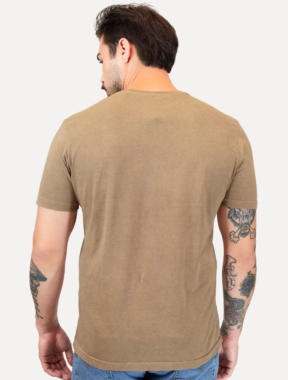 Camiseta King & Joe Masculina Estonada Basic Mono Small Logo Marrom