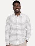 Camisa Dudalina Masculina Slim Superfine Cotton Oxford Xadrez Branca