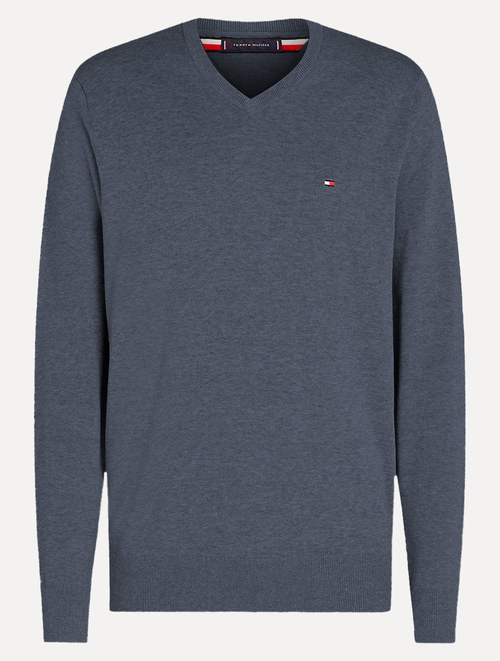 Suéter Tommy Hilfiger Masculino Signature V-Neck Azul Mescla