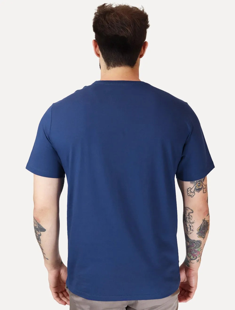 Camiseta Dudalina Masculina Essentials Modal Logo Azul Escuro