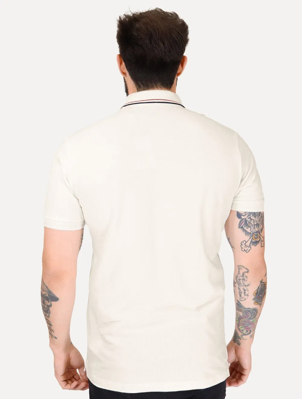 Polo Aramis Masculina Piquet Gola Duo Frisos Off-White
