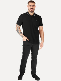 Polo Guess Masculina Piquet Silk Linear Light Friso Preta