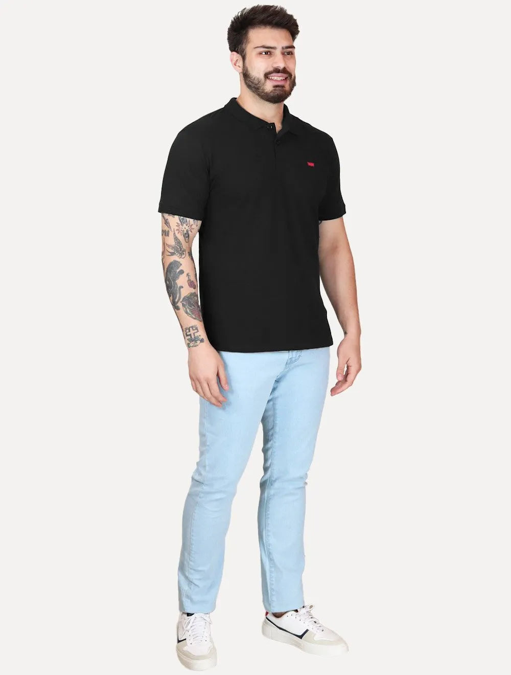 Polo Levis Masculina Housemark New Logo Flag Preta