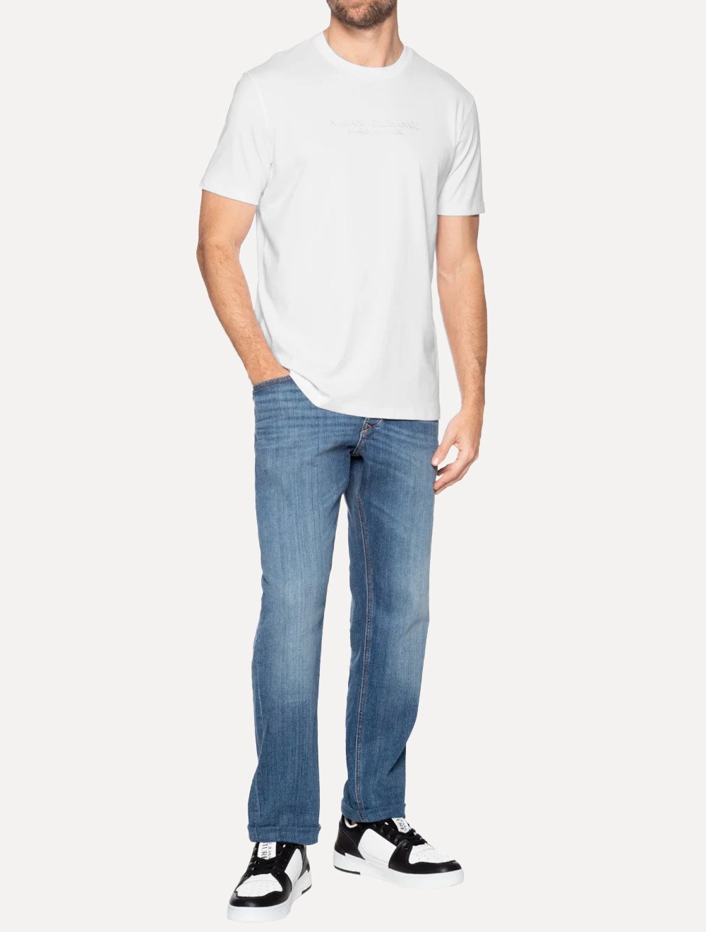 Camiseta Armani Exchange Masculina Milano New York Frontal Logo Branca
