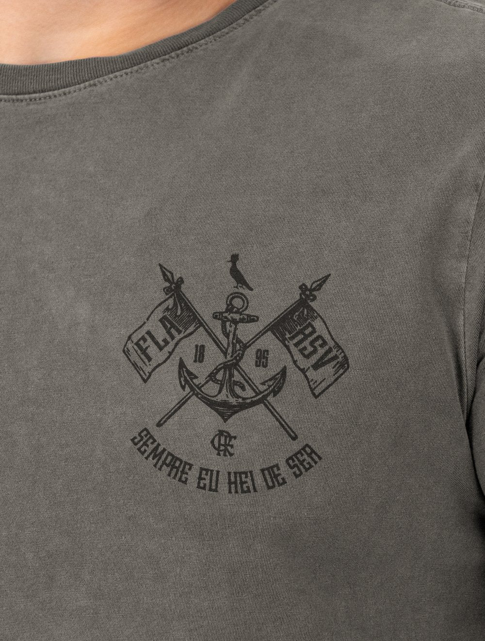 Camiseta Reserva Masculina Sempre Hei De Ser Fla Stoned Chumbo