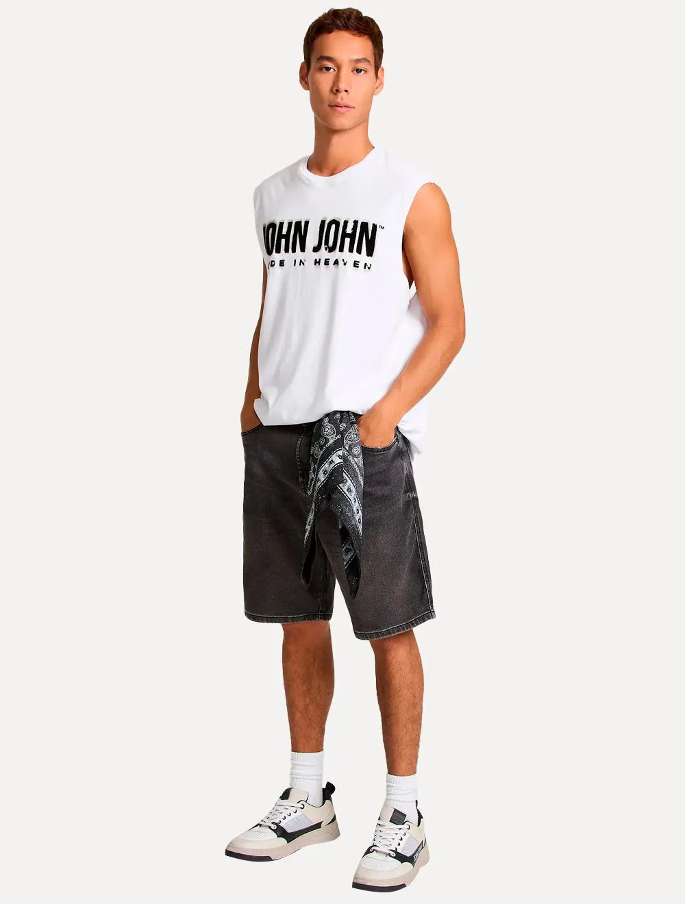 Regata John John Masculina Old Spray Branca