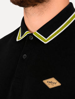 Polo Colcci Masculina Regular Piquet Rubber Logo Preto