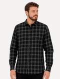 Camisa Dudalina Masculina Comfort Superfine Cotton Xadrez Preta