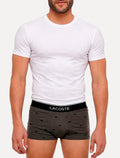 Cueca Lacoste Trunk Boxer Jersey Croco Print Branca Preta Cinza Pack 3UN