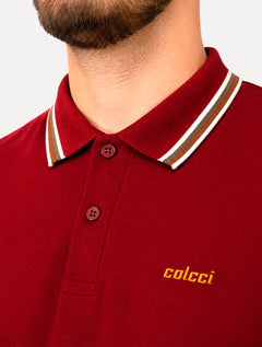Polo Colcci Masculina Piquet Orange Logo Bordô