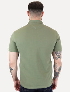 Polo Tommy Hilfiger Masculina Piquet Regular Placket Verde Militar