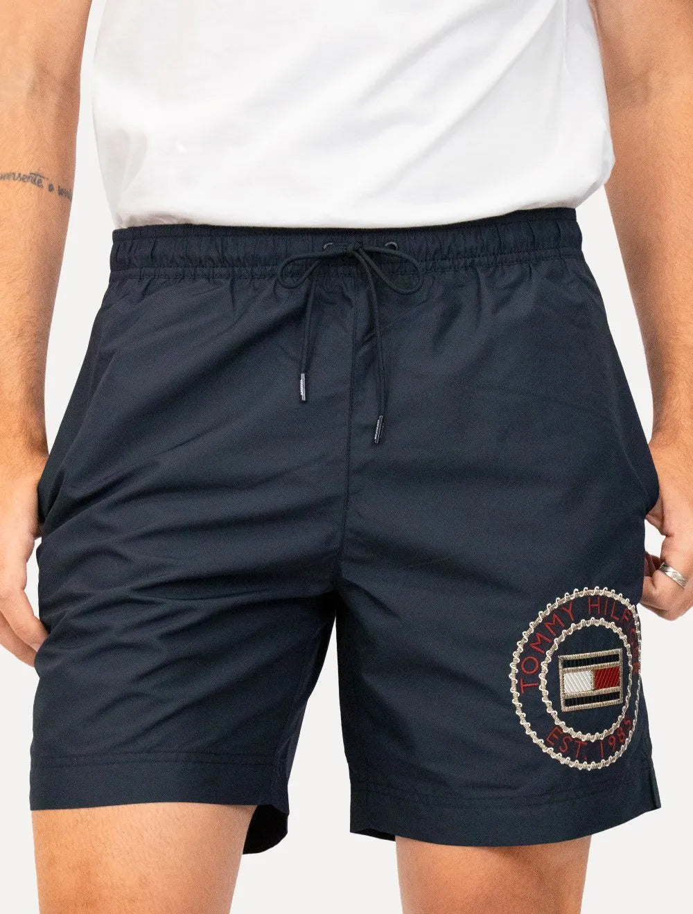 Short Tommy Hilfiger Long Drawstring Embroidered Circle Marinho