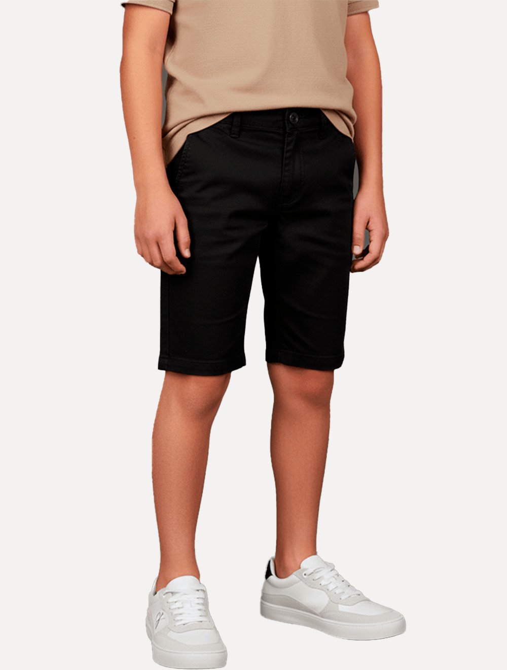 Bermuda Calvin Klein Infantil Slim Color Chino Lisa Preta
