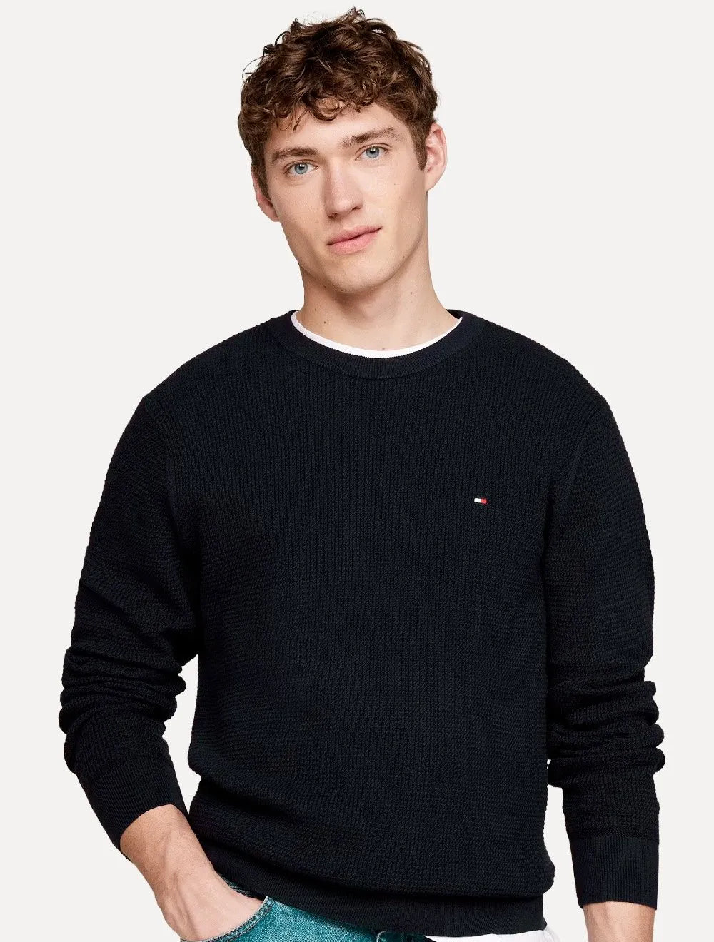 Suéter Tommy Hilfiger Masculino Essential C-Neck Structured Azul Marinho