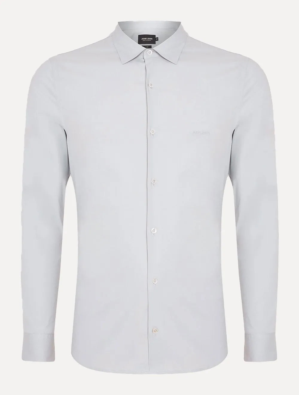 Camisa John John Masculina Slim Logo Ligth Grey Cinza Claro