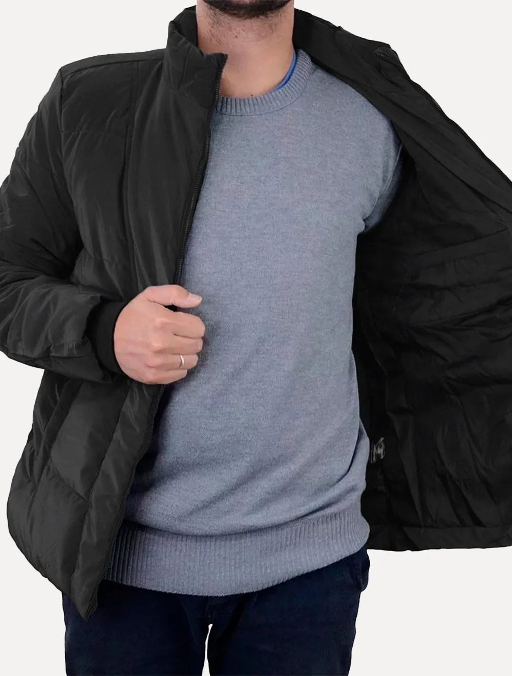Jaqueta Victory Eagle Masculina Suede Puffer Chumbo