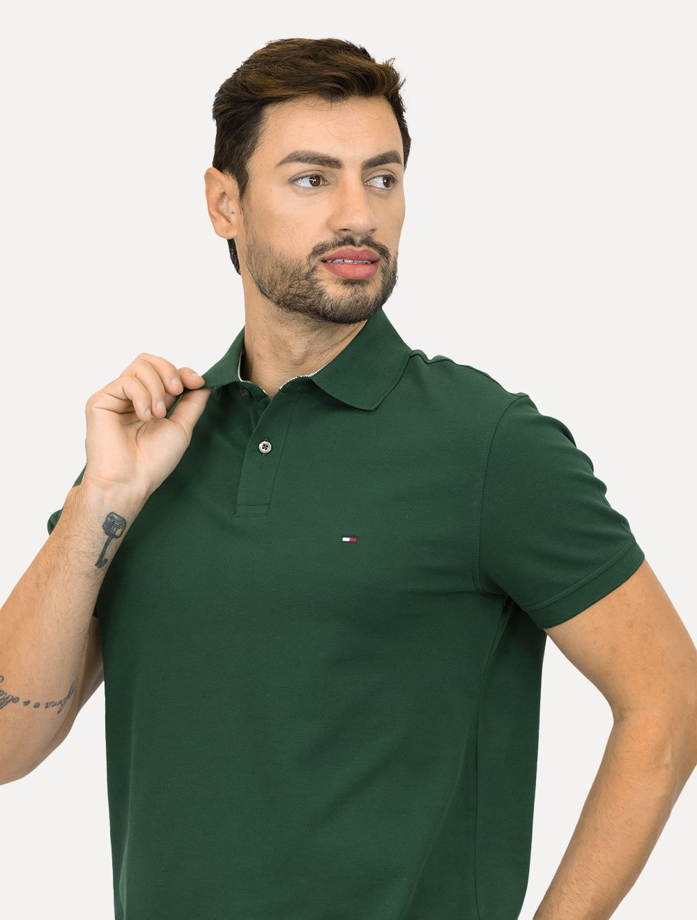 Polo Tommy Hilfiger Masculina Regular Piquet 1985 Verde Escuro