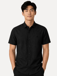 Camisa John John Masculina Regular Manga Curta Rustic Mono Logo Preta