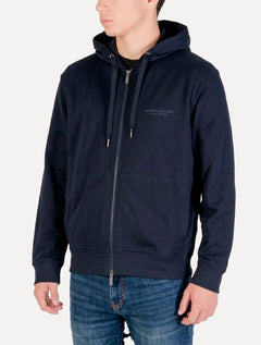 Moletom Armani Exchange Masculino Com Capuz Full Zip Subtle Logo Azul Marinho