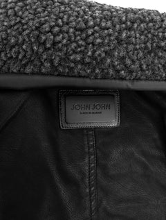 Jaqueta John John Masculina Couro Sherpa Bill Preta