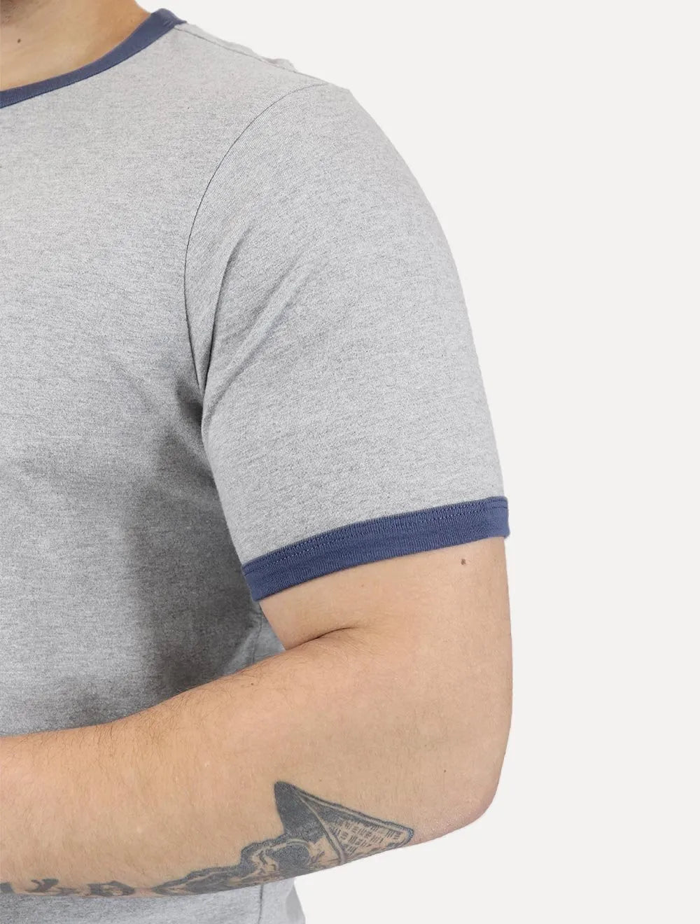 Camiseta Levis Masculina Standard  Ringer Azul Cinza Mescla