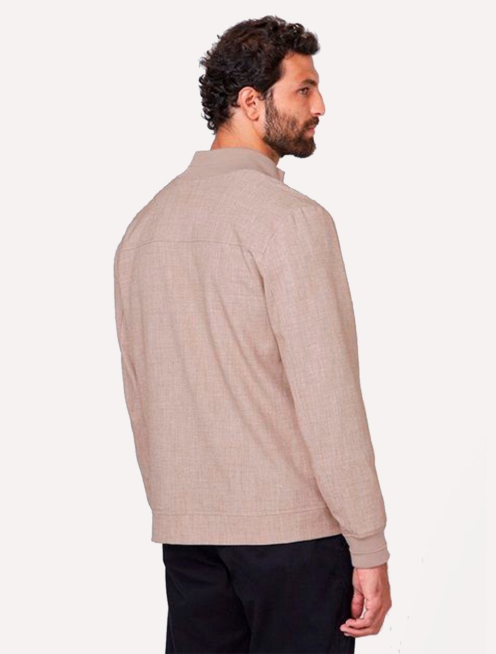 Jaqueta Dudalina Masculina Bomber Alfaiataria Cáqui Mescla