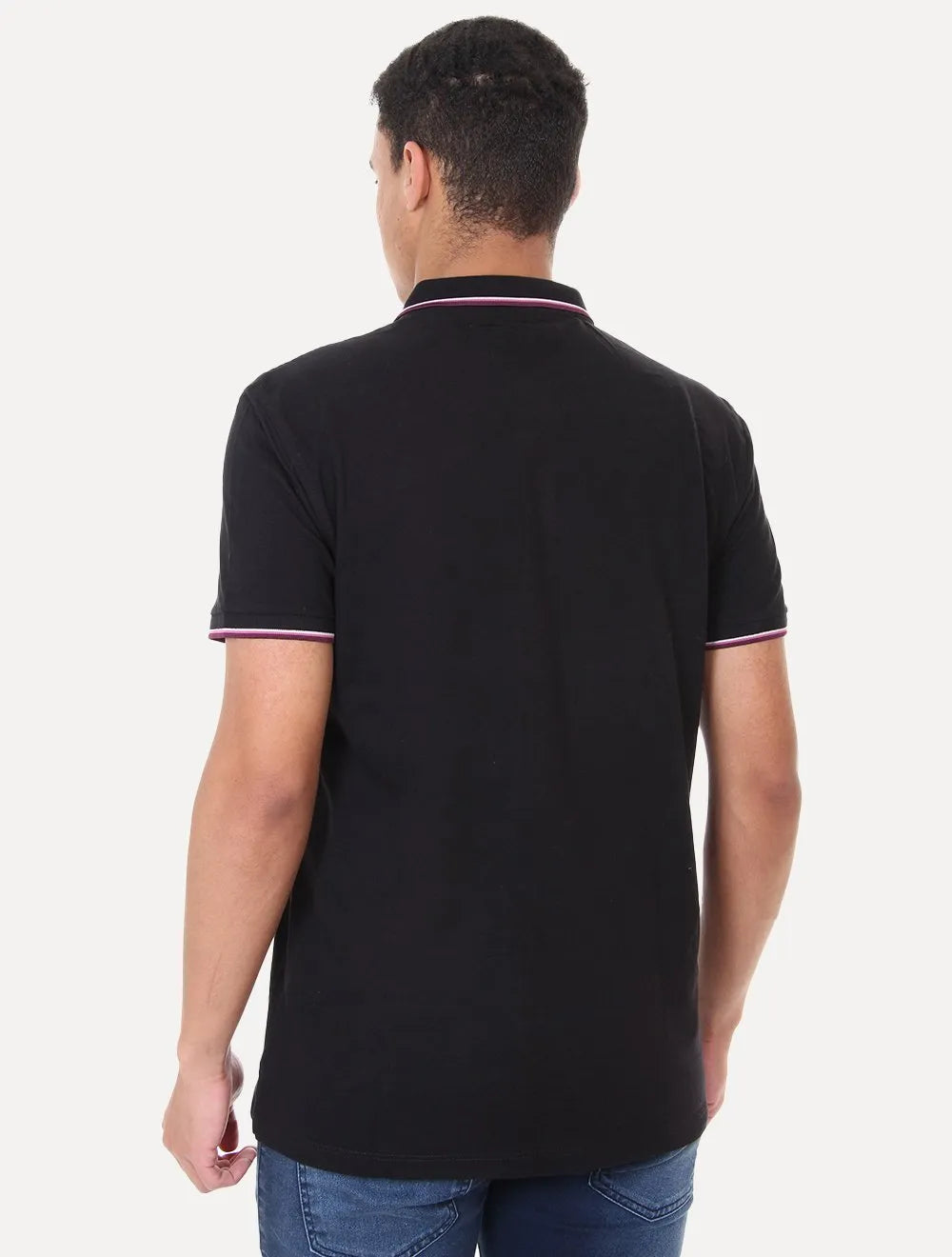 Polo Dudalina Masculina Gradient Collar Preta