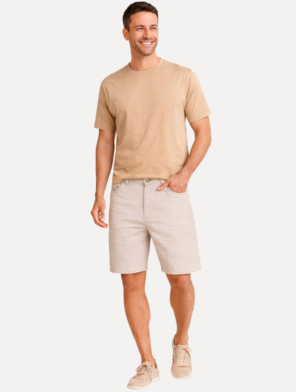 Bermuda John John Masculina Clássica Cáqui Claro