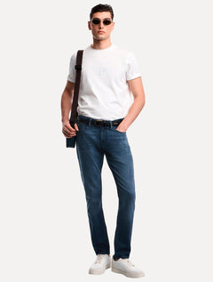 Calça Jeans Empório Armani Masculina J06 Slim Fit Stripe Azul Médio