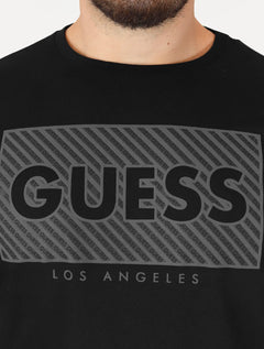 Camiseta Guess Masculina Los Angeles Logo Block Preta