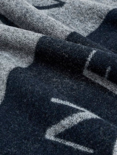 Cachecol Armani Exchange Bicolor Jacquard Azul Marinho/ Cinza Mescla