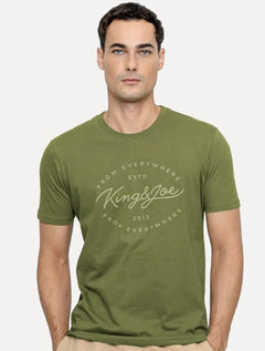Camiseta King & Joe Masculina Signature Circle Estd 2013 Verde Oliva