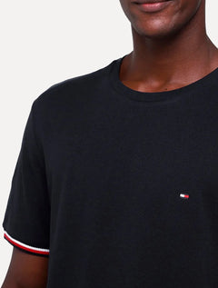 Camiseta Tommy Hilfiger Masculina Piquet Global Stripe Cuff Marinho