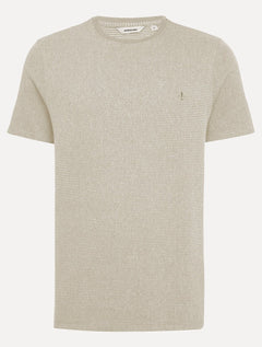 Camiseta Dudalina Regular Fit Listras Relevo Cáqui Claro