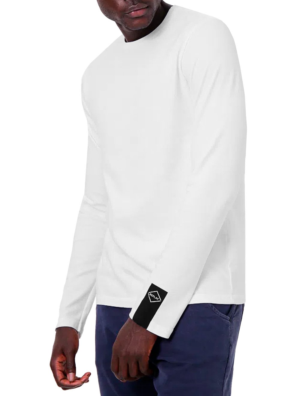 Blusa Replay Masculina Manga Longa Losango Negativo Branca