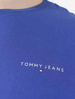 Camiseta Tommy Jeans Masculina Slim Linear Chest Azul Royal
