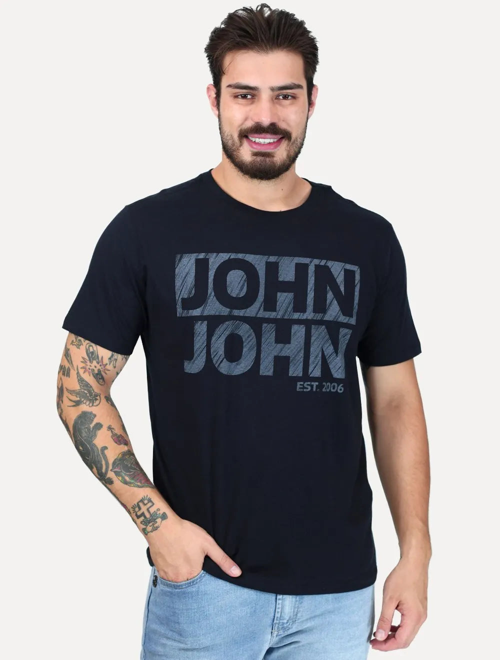 Camiseta John John Masculina Regular Fit Fall Preto