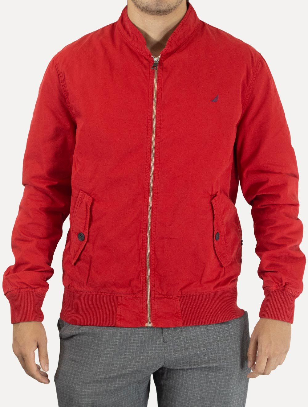 Jaqueta Nautica Masculina Bomber Sarja Vermelha