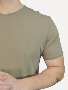 Camiseta Aramis Masculina White Friso Gola Cáqui