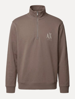 Casaco Moletom Armani Exchange Masculina Embroidery AX Logo Marrom Médio