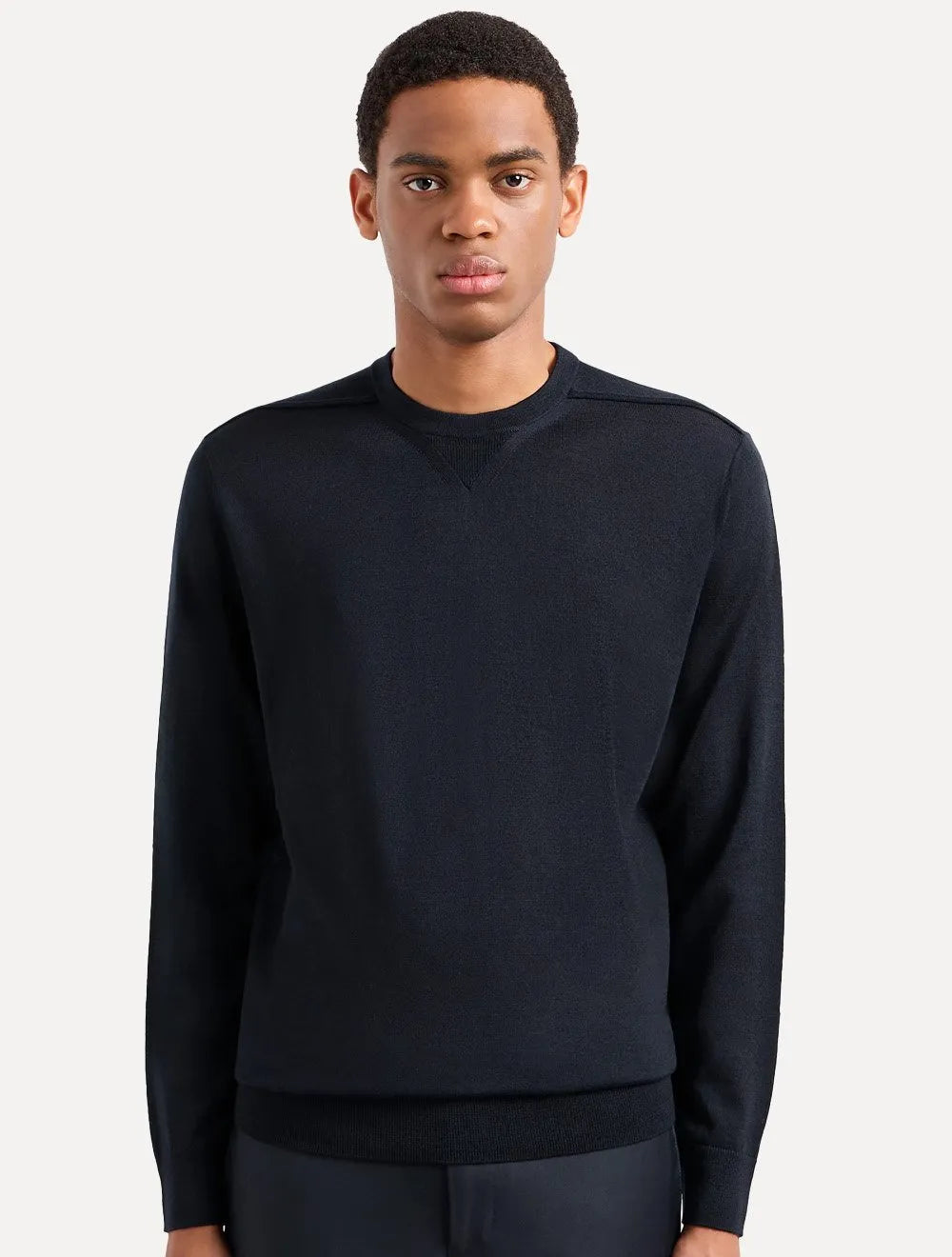 Suéter Empório Armani Masculino Crewneck Lyocell Essential Azul Marinho