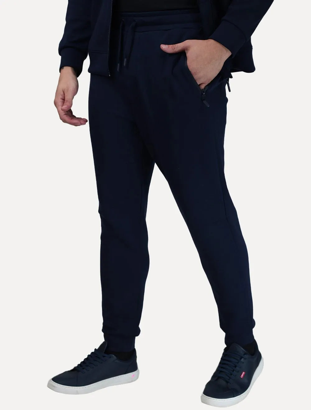 Conjunto Dixen Agasalho Moletom Jaqueta com Zíper Frontal Azul Marinho