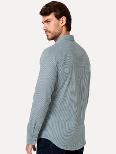 Camisa Dudalina Masculina Milano Superfine Cotton Micro Vichy Verde Escuro