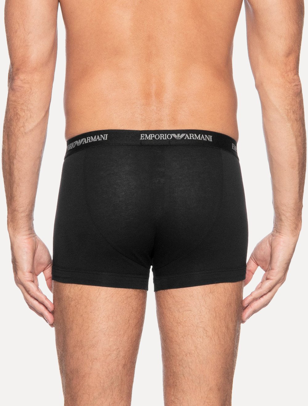 Cueca Empório Armani Boxer Trunk Lisa White Logo Preta Pack 3UN