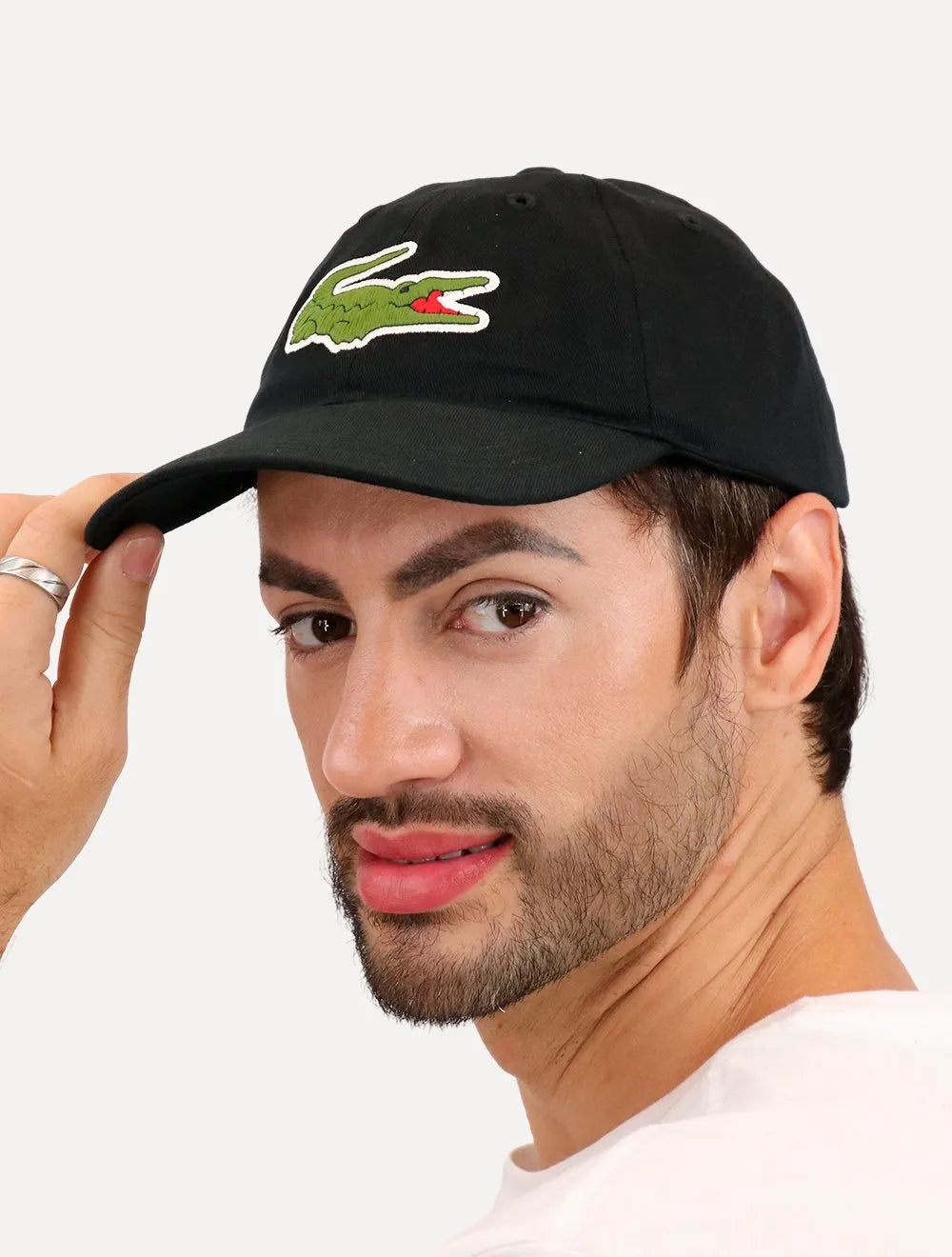 Boné Lacoste Gabardine Big Croco Preto