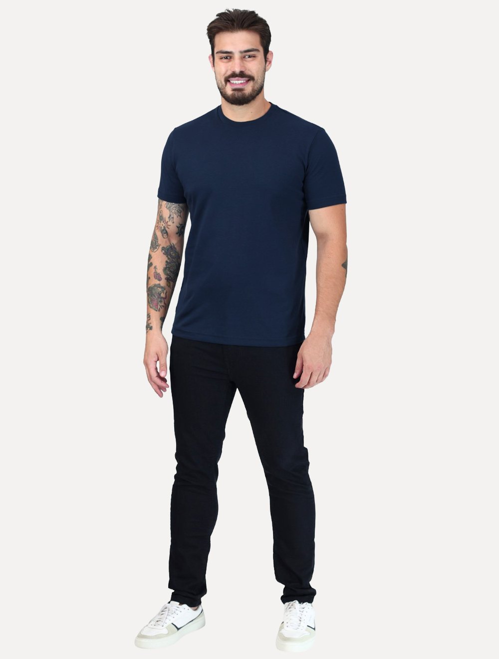 Camiseta K&J Black Premium Egípcio Flex Slim Azul Marinho