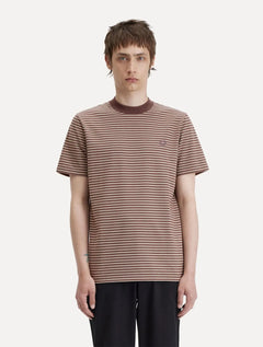 Camiseta Fred Perry Masculina Fine Stripe Heavy Weight Tee Marrom/Caqui